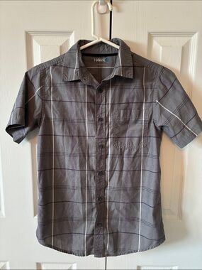 Kid’s Tony Hawk Gray Plaid Short-Sleeve Button Shirt